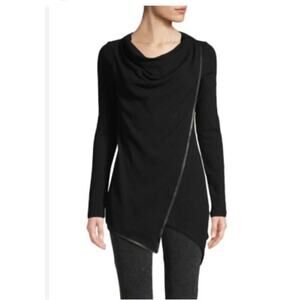 Marc New York Performance Top Black Asymmetrical Cowl Neck Cotton Blend Size L